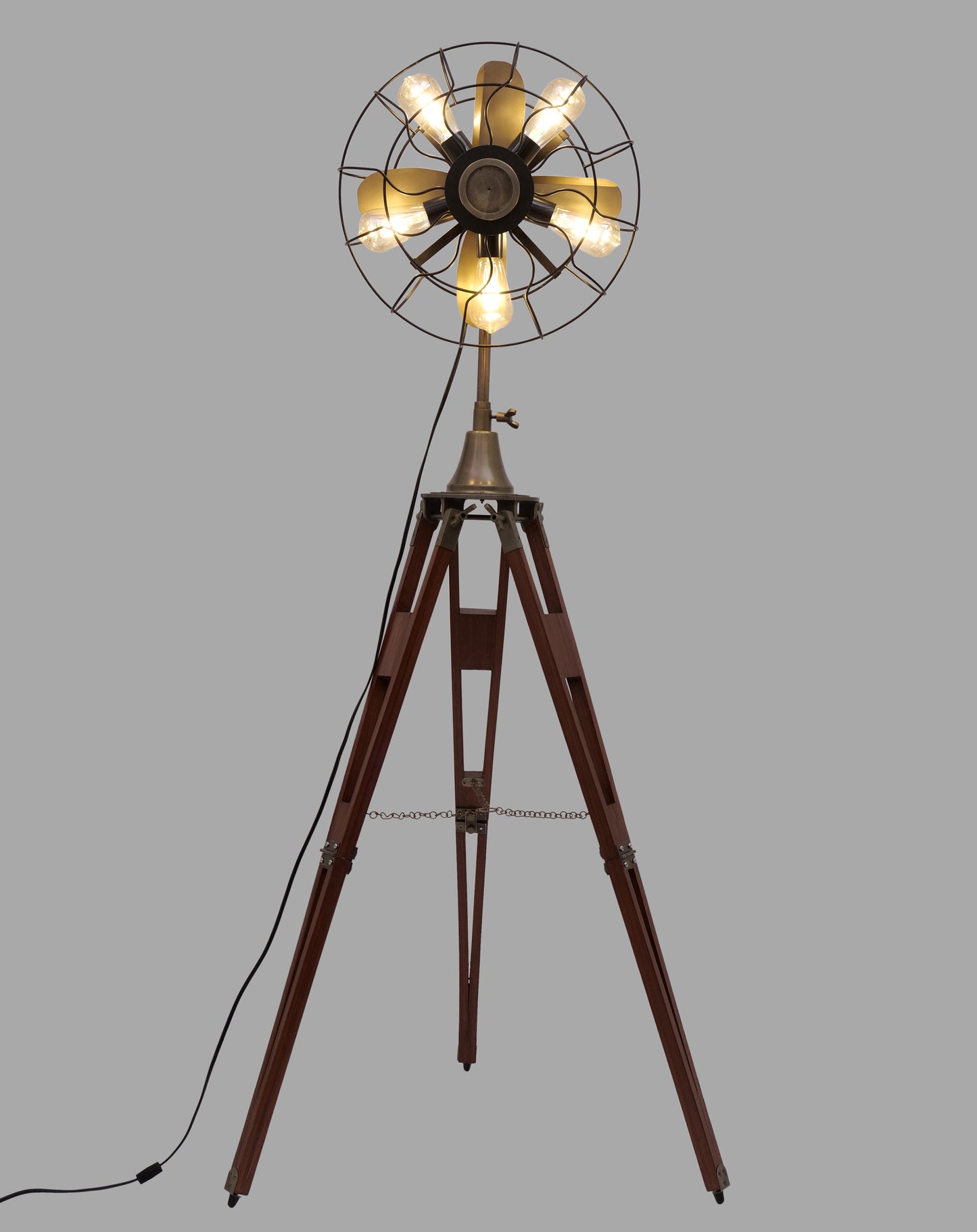 WAKHRZ Floor Dummy Fan Lamp With Wooden Stand.