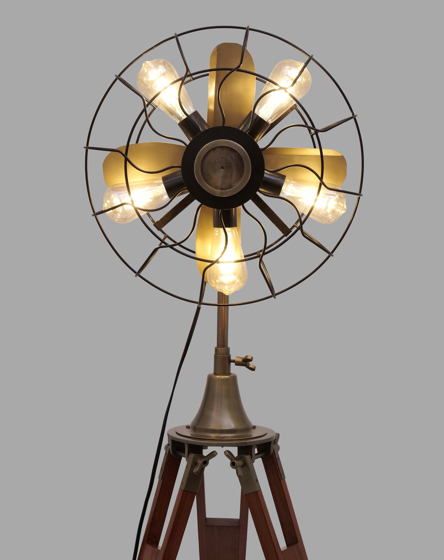 WAKHRZ Floor Dummy Fan Lamp With Wooden Stand.