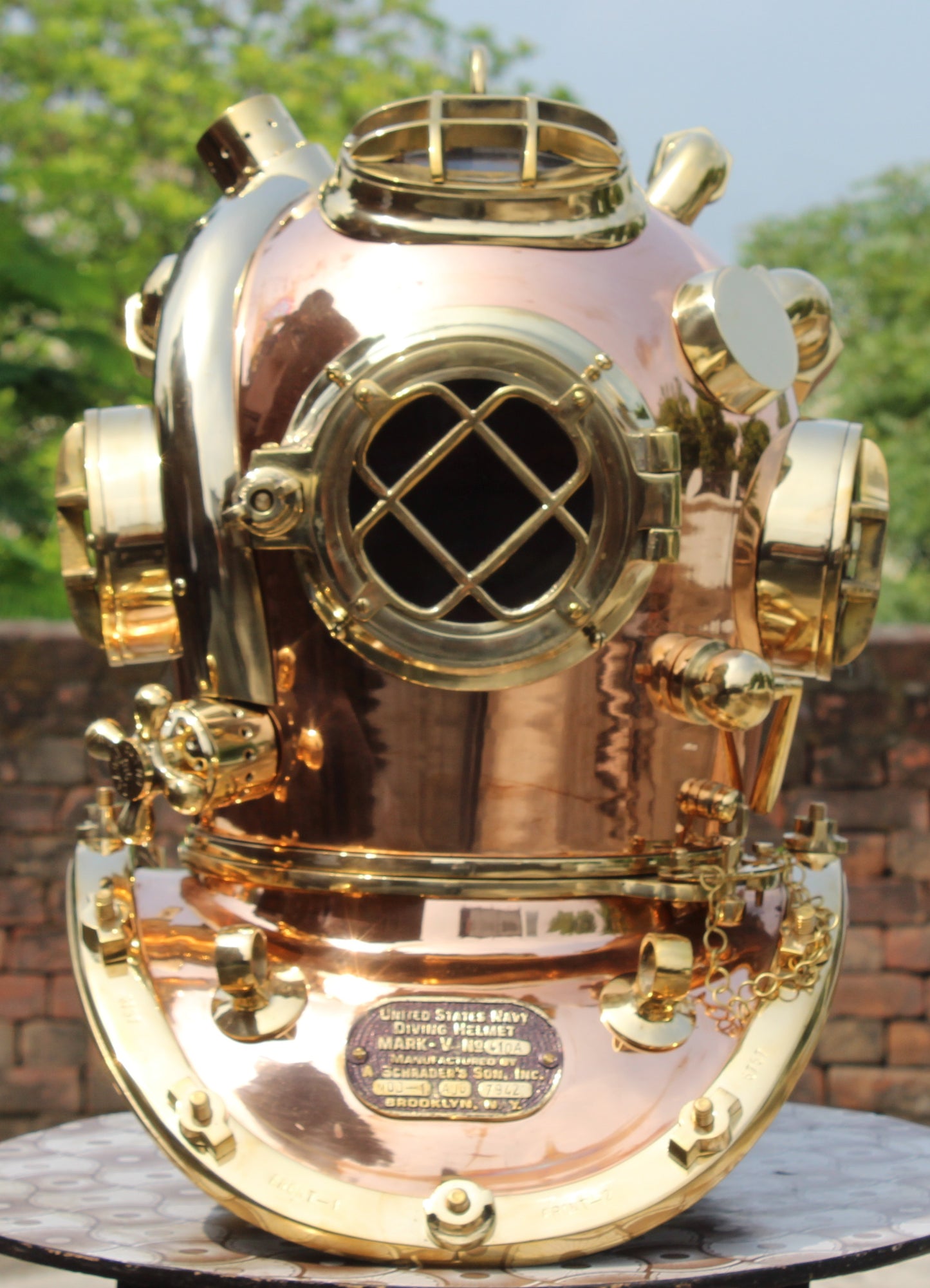WAKHRZ MARK-V United States Navy Diving Brass Helmet.