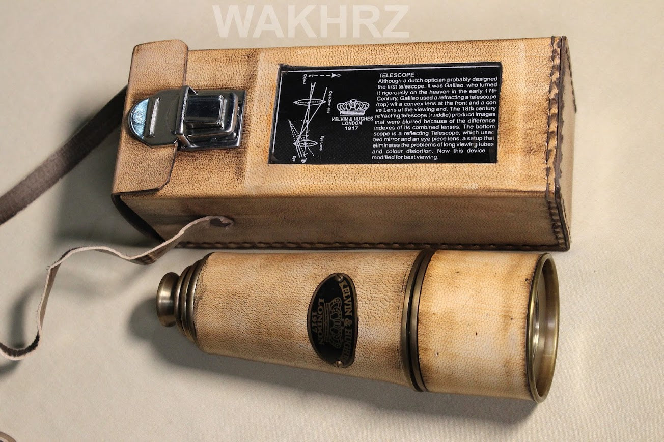 WAKHRZ LONDON 1917 KELVIN & HUGHES TELESCOPE WITH BOX.