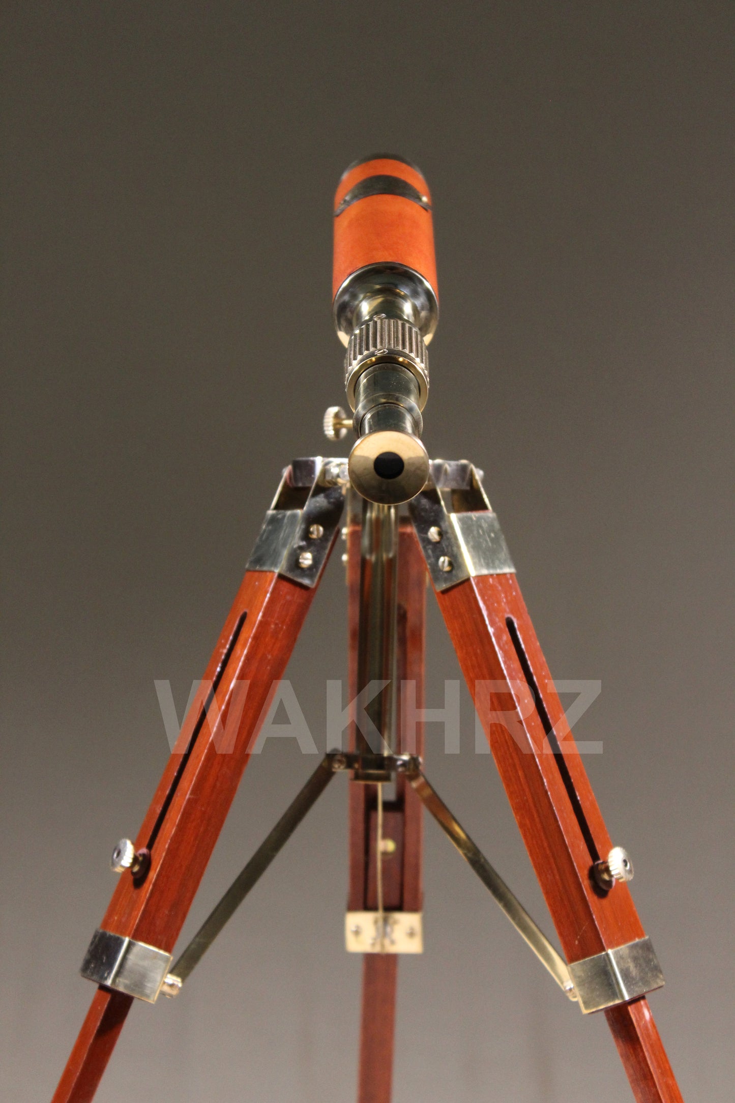 WAKHRZ Brass & Leather Marine Tripod Desk Telescope.