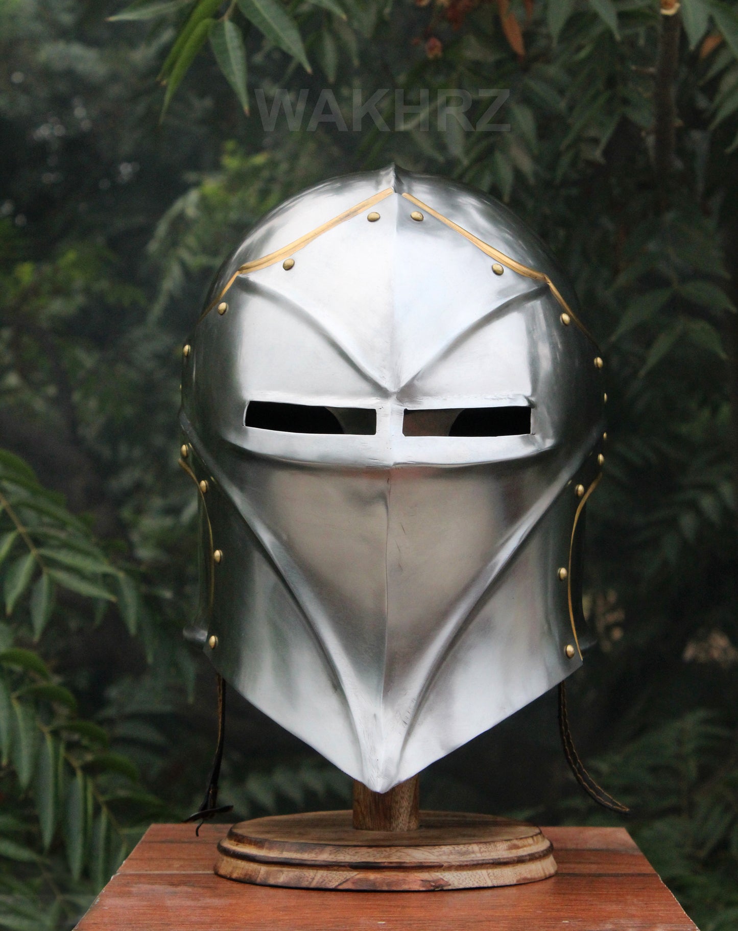 WAKHRZ Medieval Knight BARBUTA Helmet With Base.