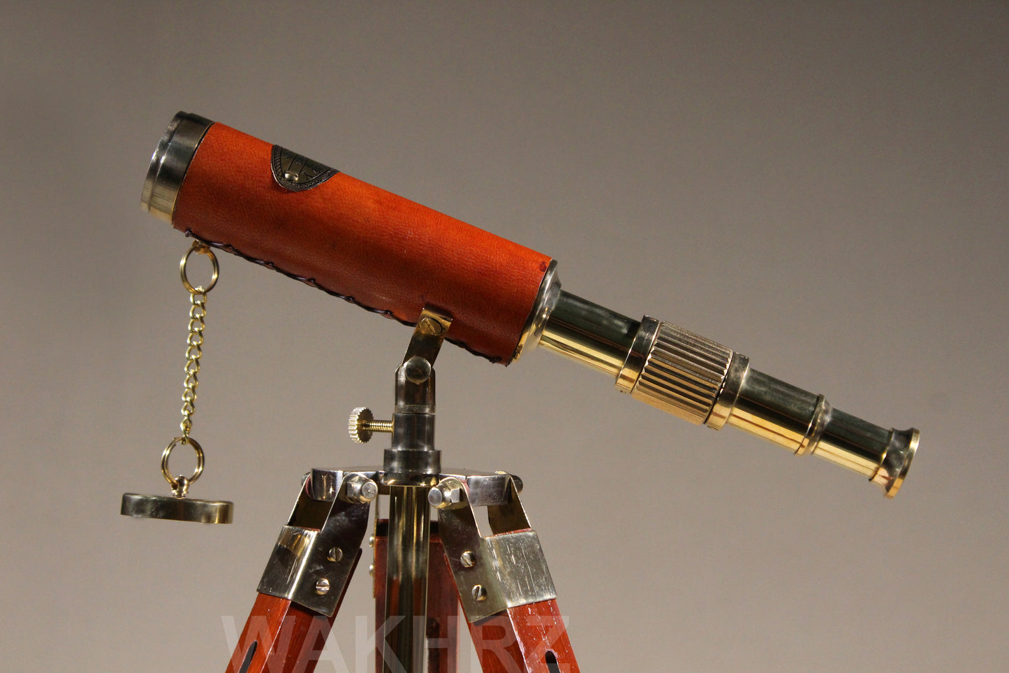 WAKHRZ Brass & Leather Marine Tripod Desk Telescope.