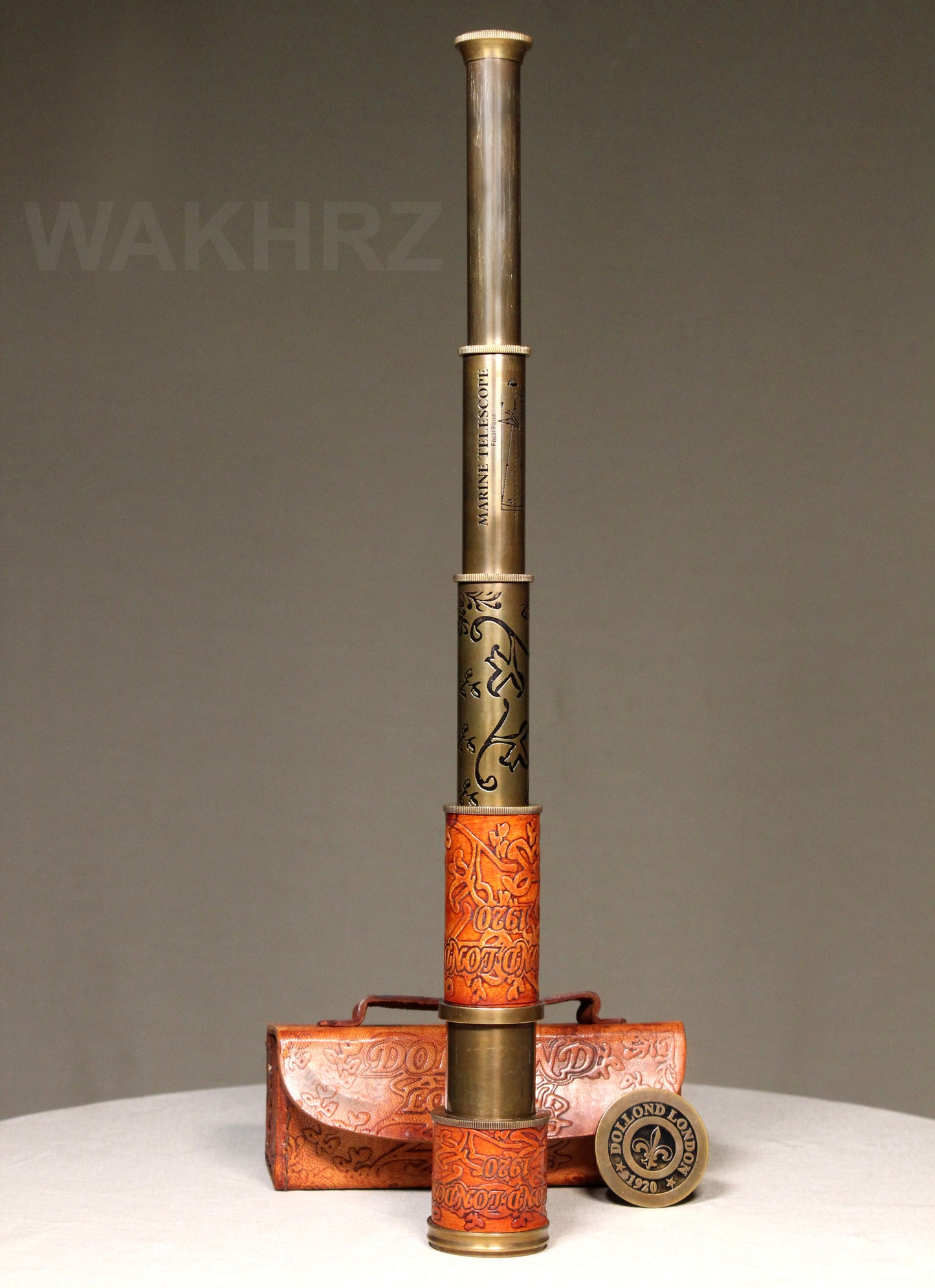 WAKHRZ DOLLOND LONDON 1920 MARINE TELESCOPE WITH BOX.