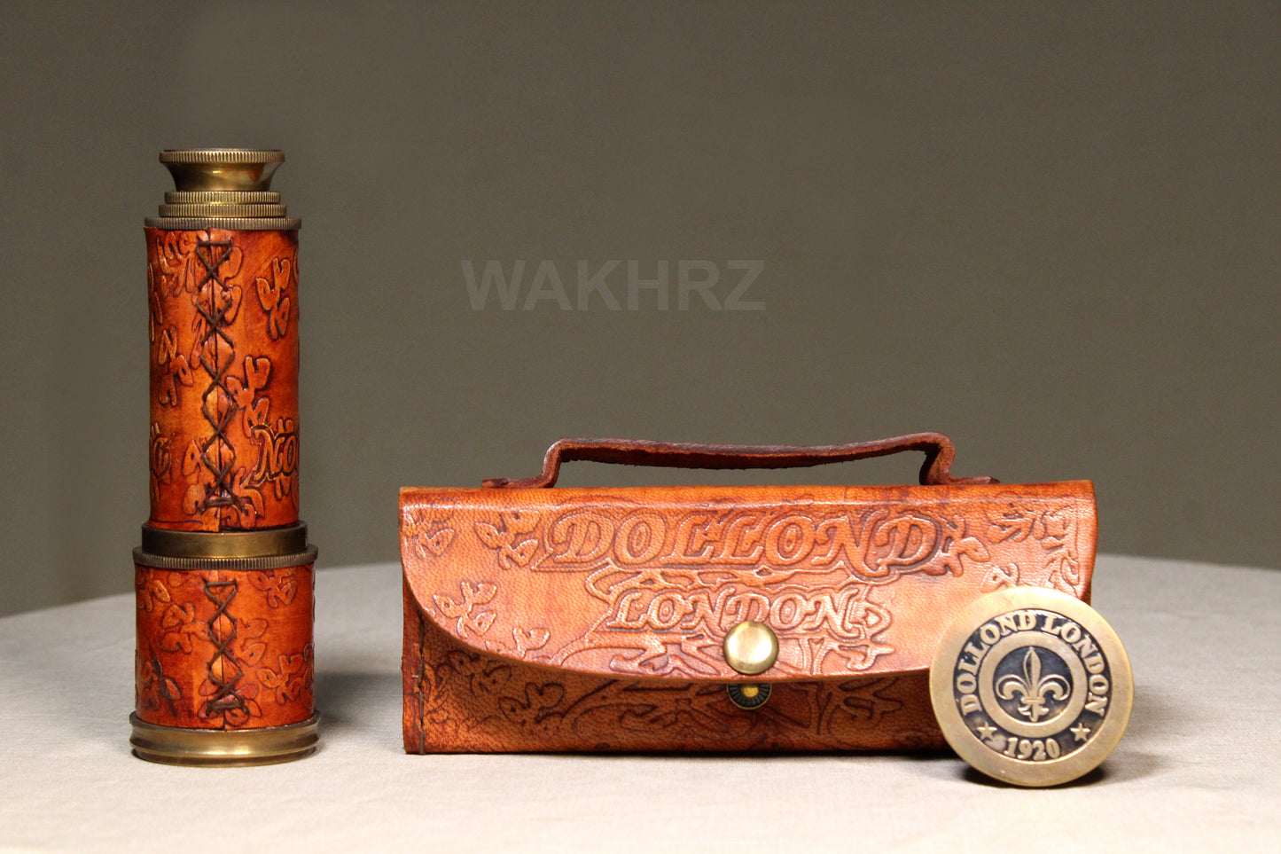 WAKHRZ DOLLOND LONDON 1920 MARINE TELESCOPE WITH BOX.