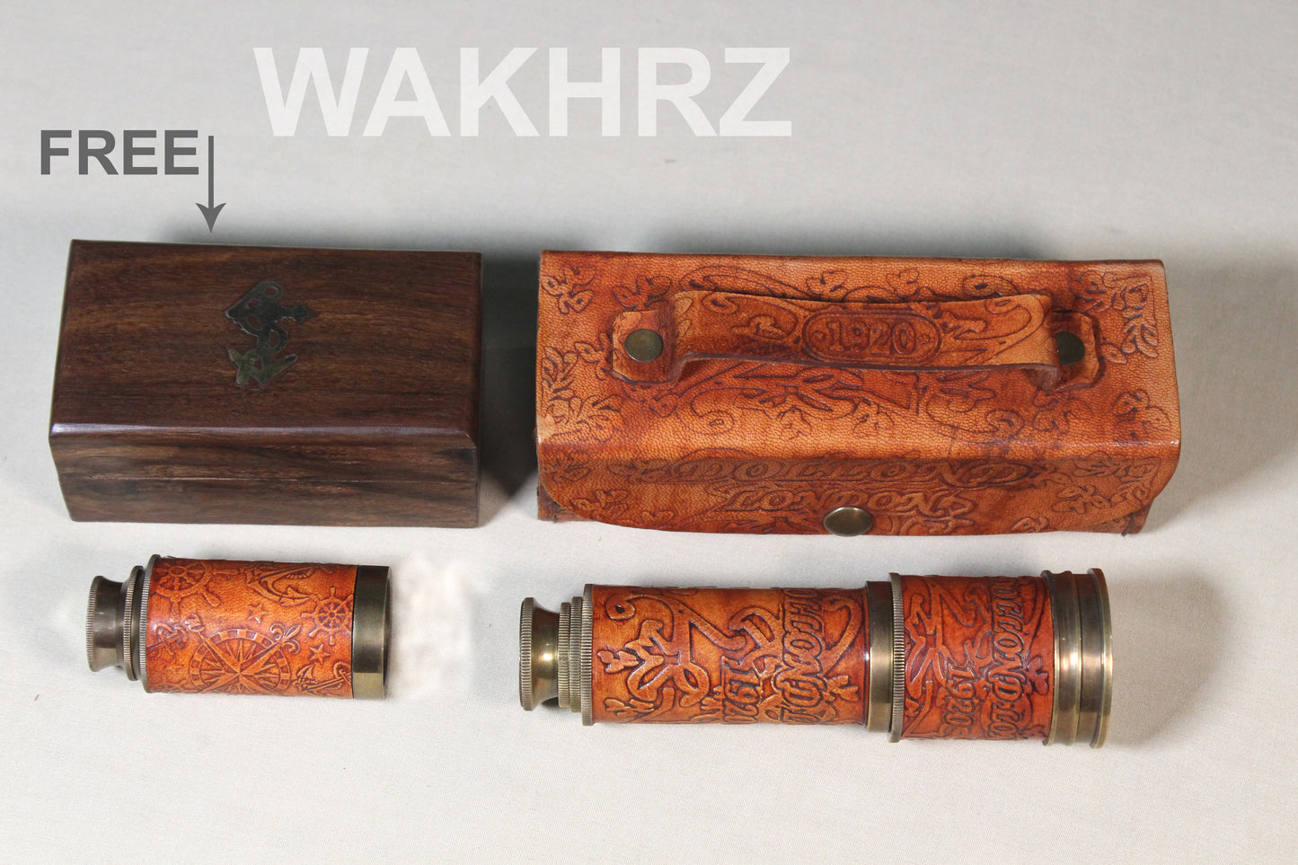 WAKHRZ DOLLOND LONDON 1920 MARINE TELESCOPE WITH BOX.
