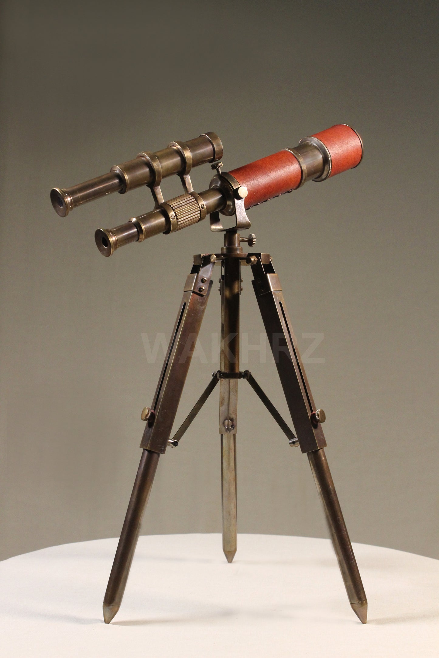 WAKHRZ Double Barrel With Leather Tripod Desk Telescope.