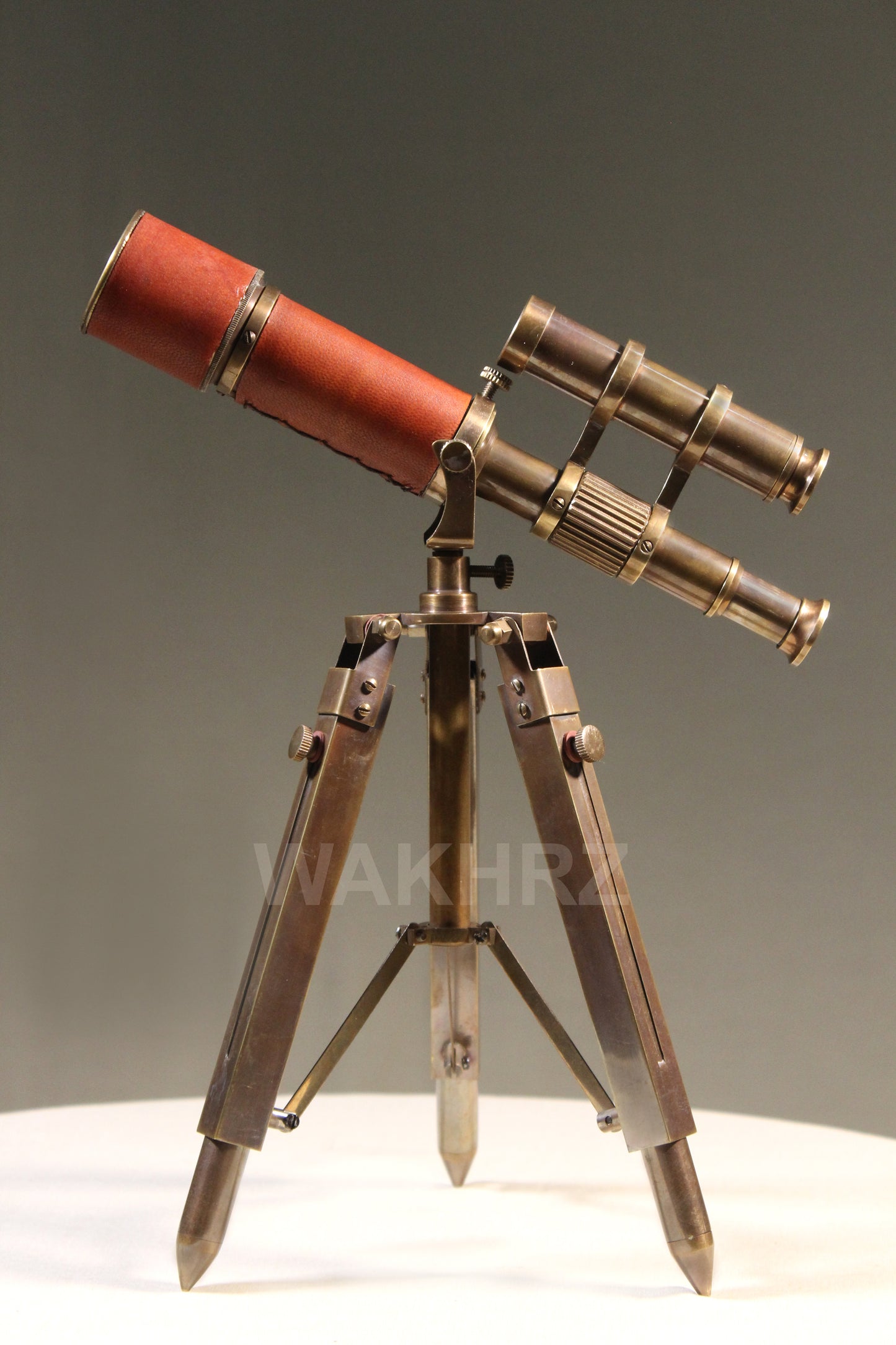 WAKHRZ Double Barrel With Leather Tripod Desk Telescope.