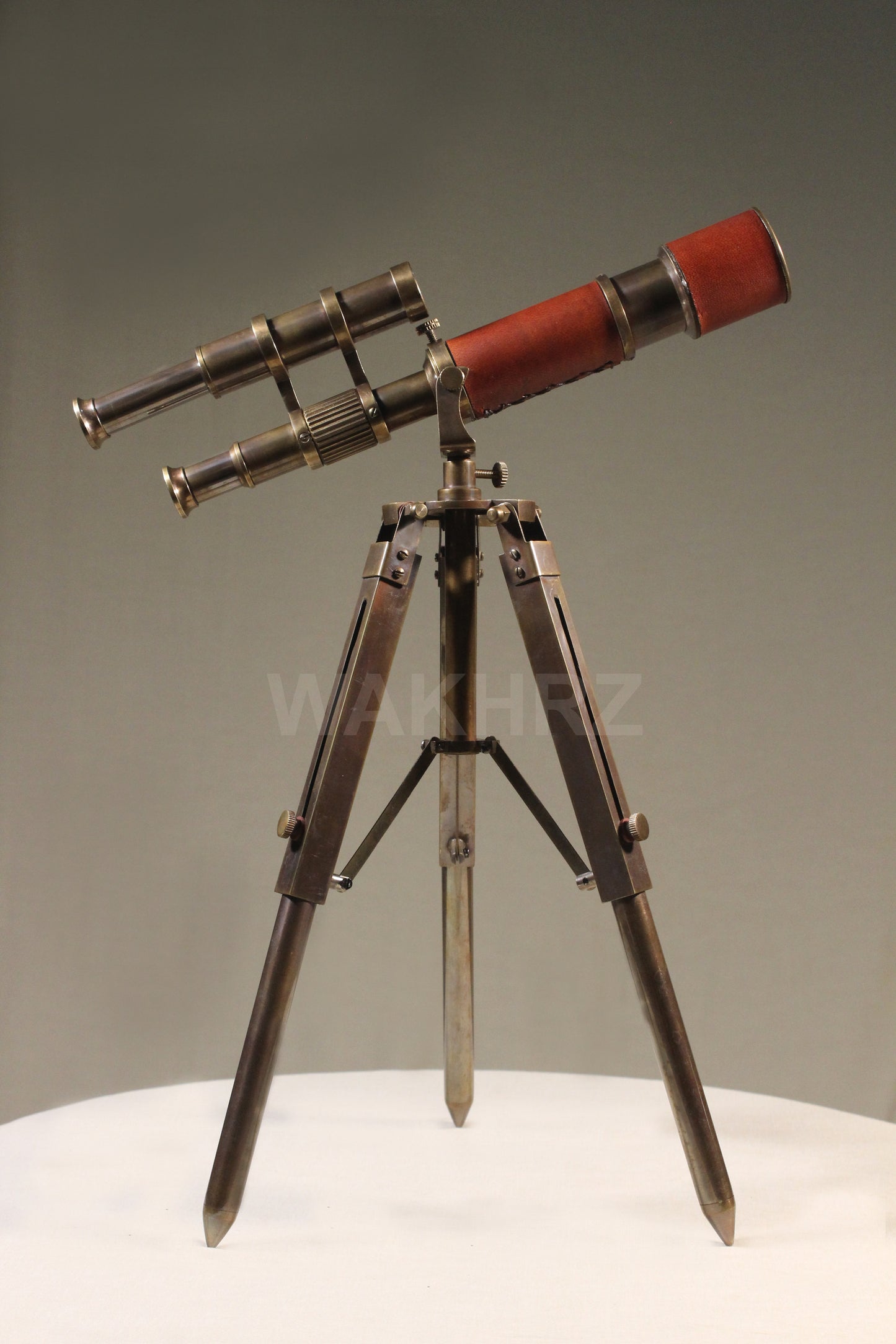 WAKHRZ Double Barrel With Leather Tripod Desk Telescope.