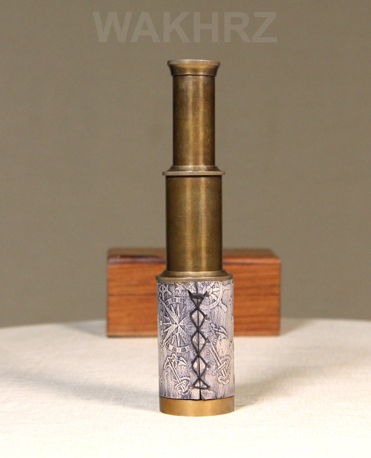 WAKHRZ ( Mini ) DOLLOND LONDON 1920 OFF WHITE TELESCOPE WITH WOODEN BOX.
