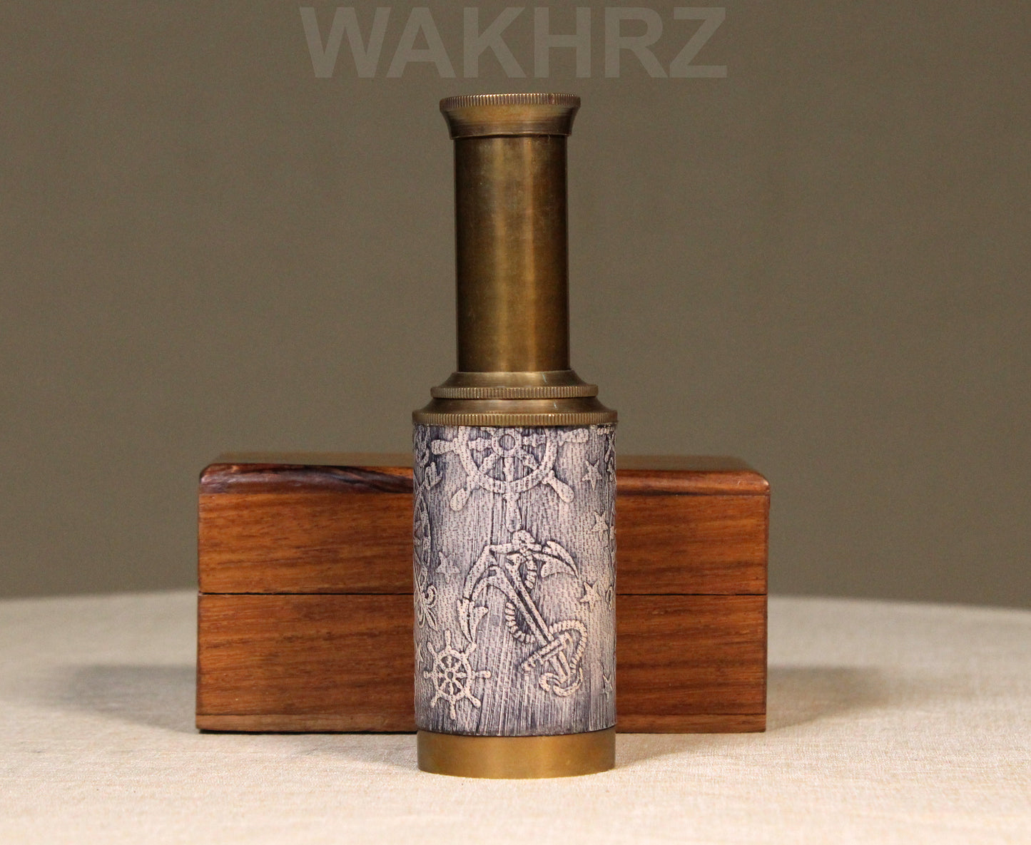 WAKHRZ ( Mini ) DOLLOND LONDON 1920 OFF WHITE TELESCOPE WITH WOODEN BOX.