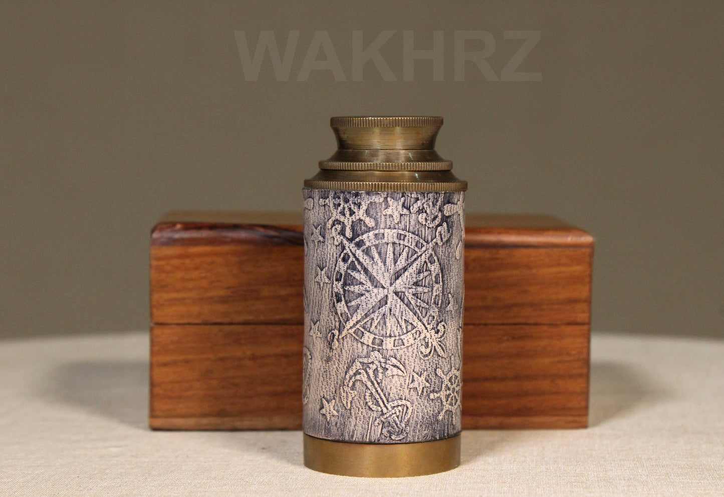WAKHRZ ( Mini ) DOLLOND LONDON 1920 OFF WHITE TELESCOPE WITH WOODEN BOX.