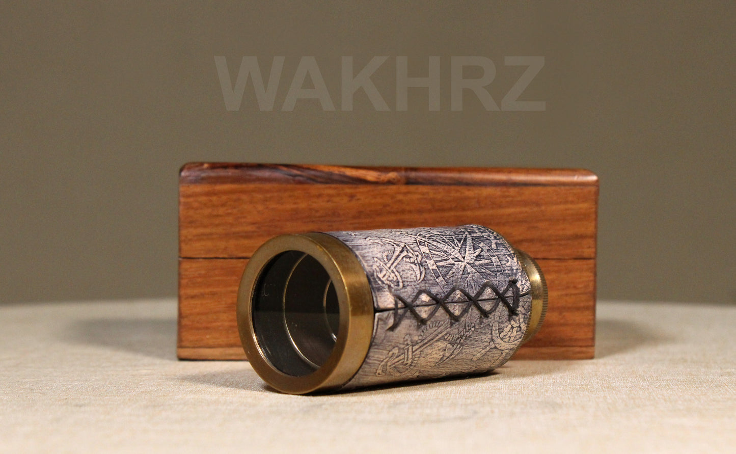 WAKHRZ ( Mini ) DOLLOND LONDON 1920 OFF WHITE TELESCOPE WITH WOODEN BOX.