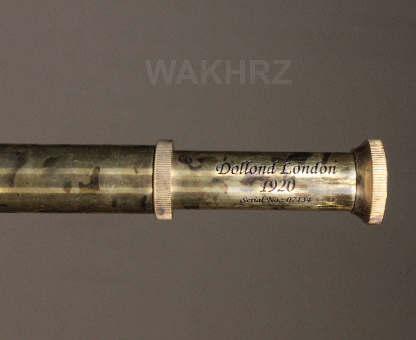 WAKHRZ SHINY BRASS DOLLOND LONDON TELESCOPE WITH SIDE LEATHER BOX.