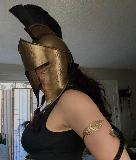 WAKHRZ King Leonidas Greek Spartan 300 Roman Helmet with Wooden Stand