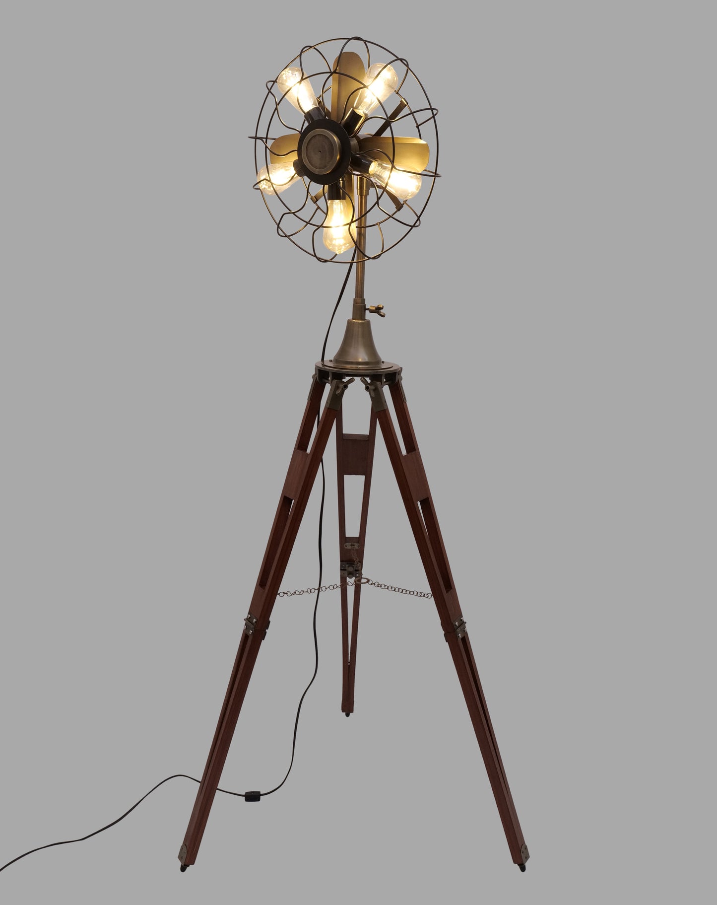 WAKHRZ Floor Dummy Fan Lamp With Wooden Stand.
