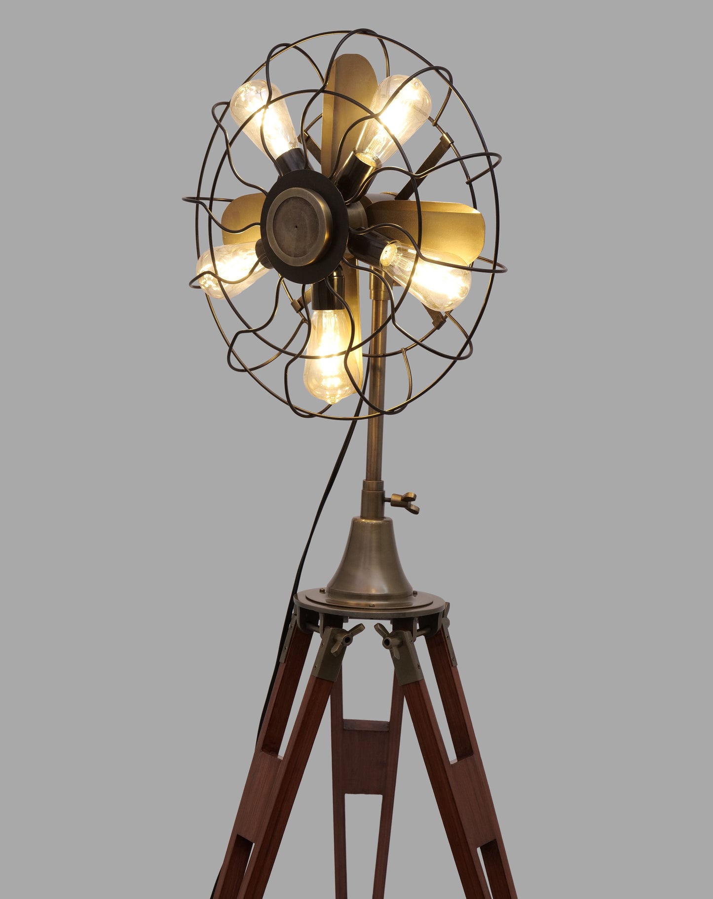 WAKHRZ Floor Dummy Fan Lamp With Wooden Stand.