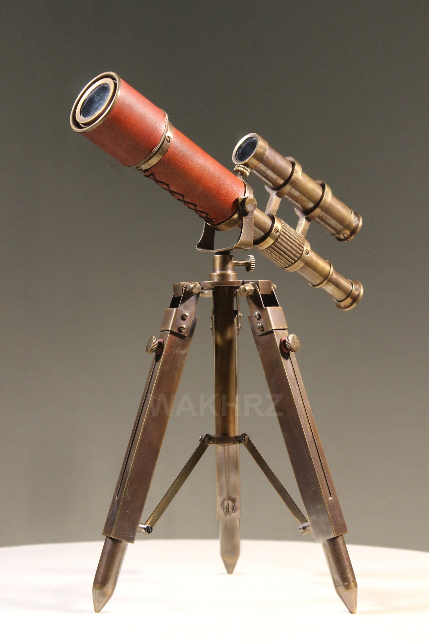 WAKHRZ Double Barrel With Leather Tripod Desk Telescope.