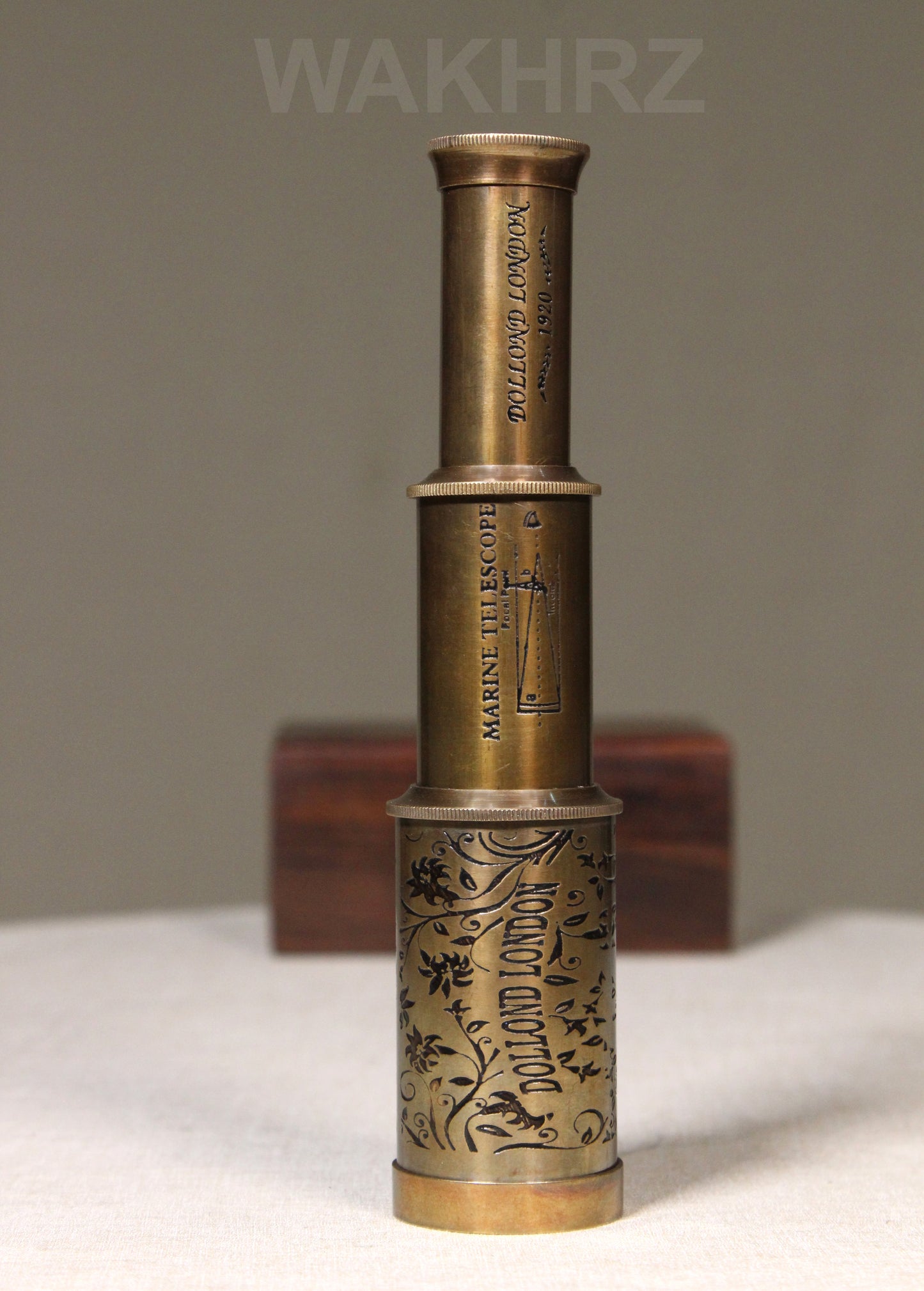 WAKHRZ ( Mini ) DOLLOND LONDON 1920 TELESCOPE WITH WOODEN BOX.