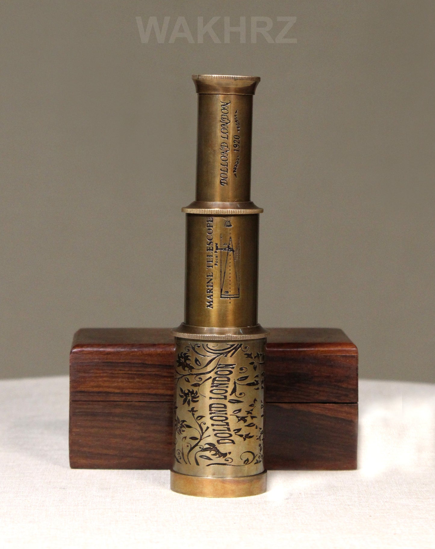 WAKHRZ ( Mini ) DOLLOND LONDON 1920 TELESCOPE WITH WOODEN BOX.