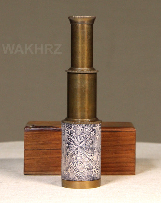 WAKHRZ ( Mini ) DOLLOND LONDON 1920 OFF WHITE TELESCOPE WITH WOODEN BOX.