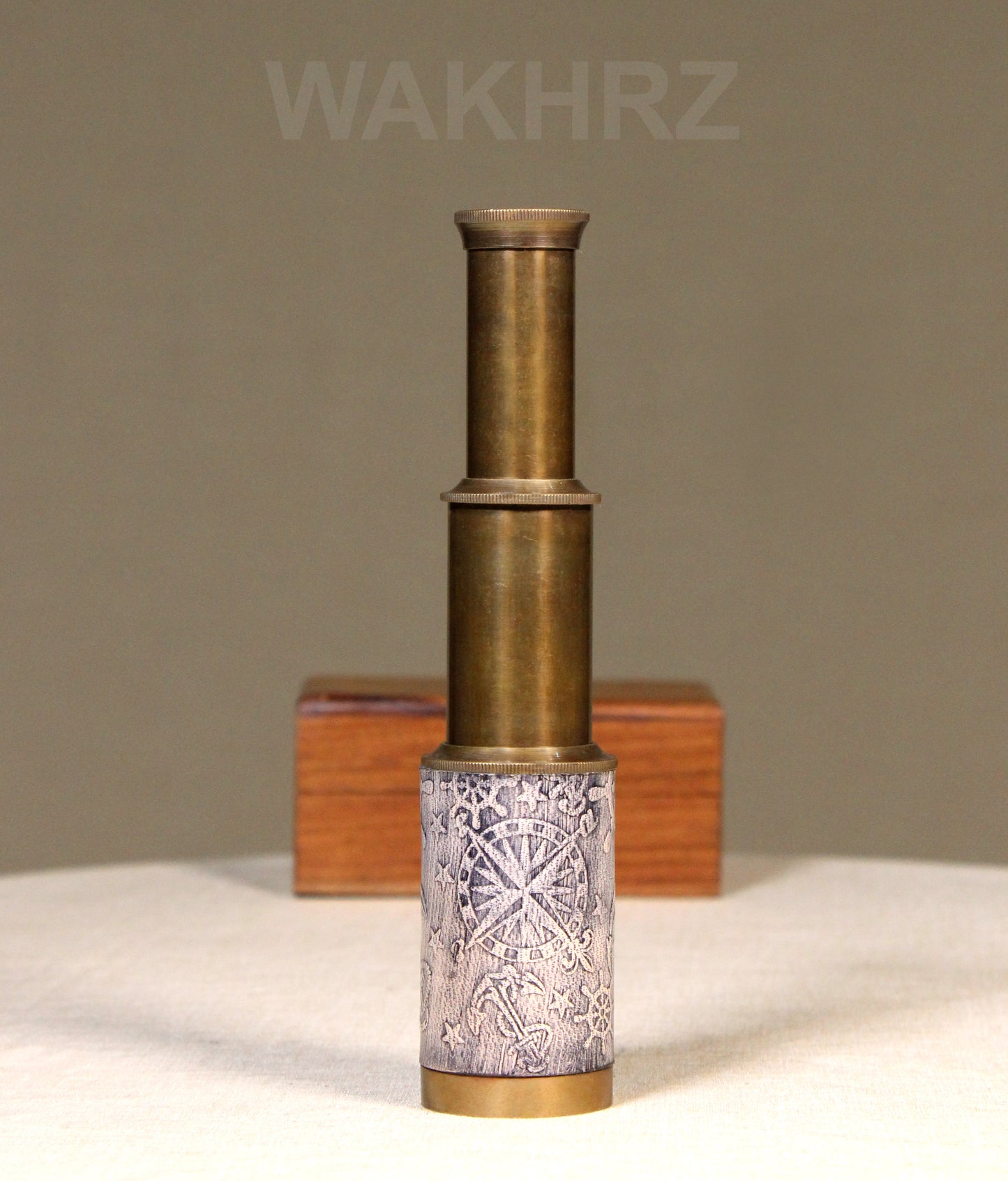 WAKHRZ ( Mini ) DOLLOND LONDON 1920 OFF WHITE TELESCOPE WITH WOODEN BOX.