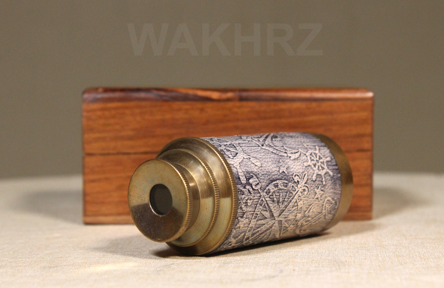 WAKHRZ ( Mini ) DOLLOND LONDON 1920 OFF WHITE TELESCOPE WITH WOODEN BOX.